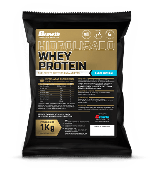 WHEY PROTEIN HIDROLISADO (1KG) (SABOR NATURAL) - GROWTH SUPPLEMENTS