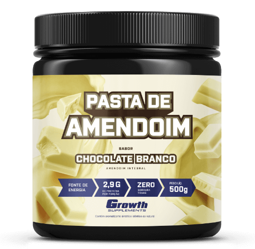 PASTA DE AMENDOIM SABOR CHOCOLATE BRANCO 500G - GROWTH SUPPLEMENTS