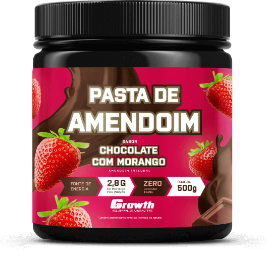 PASTA DE AMENDOIM SABOR CHOCOLATE COM MORANGO 500G - GROWTH SUPPLEMENTS